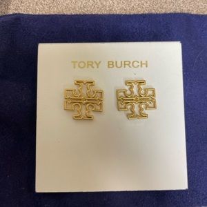 Tory Burch Britten Logo Stud Earrings